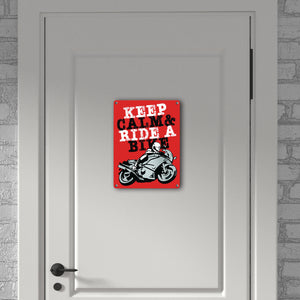 Keep calm & ride a bike Metallschild zum Thema Motorrad fahren