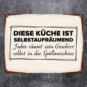 Diese Küche ist selbstaufräumend Metallschild in 15x20 cm für den Haushalt