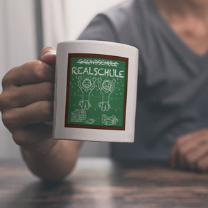 Realschule Kaffeebecher für die weiterführende Schule im Tafellook