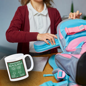 Realschule Kaffeebecher für die weiterführende Schule im Tafellook