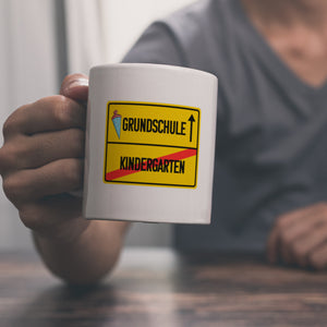 Grundschule Ortsschild Kaffeebecher zur Einschulung