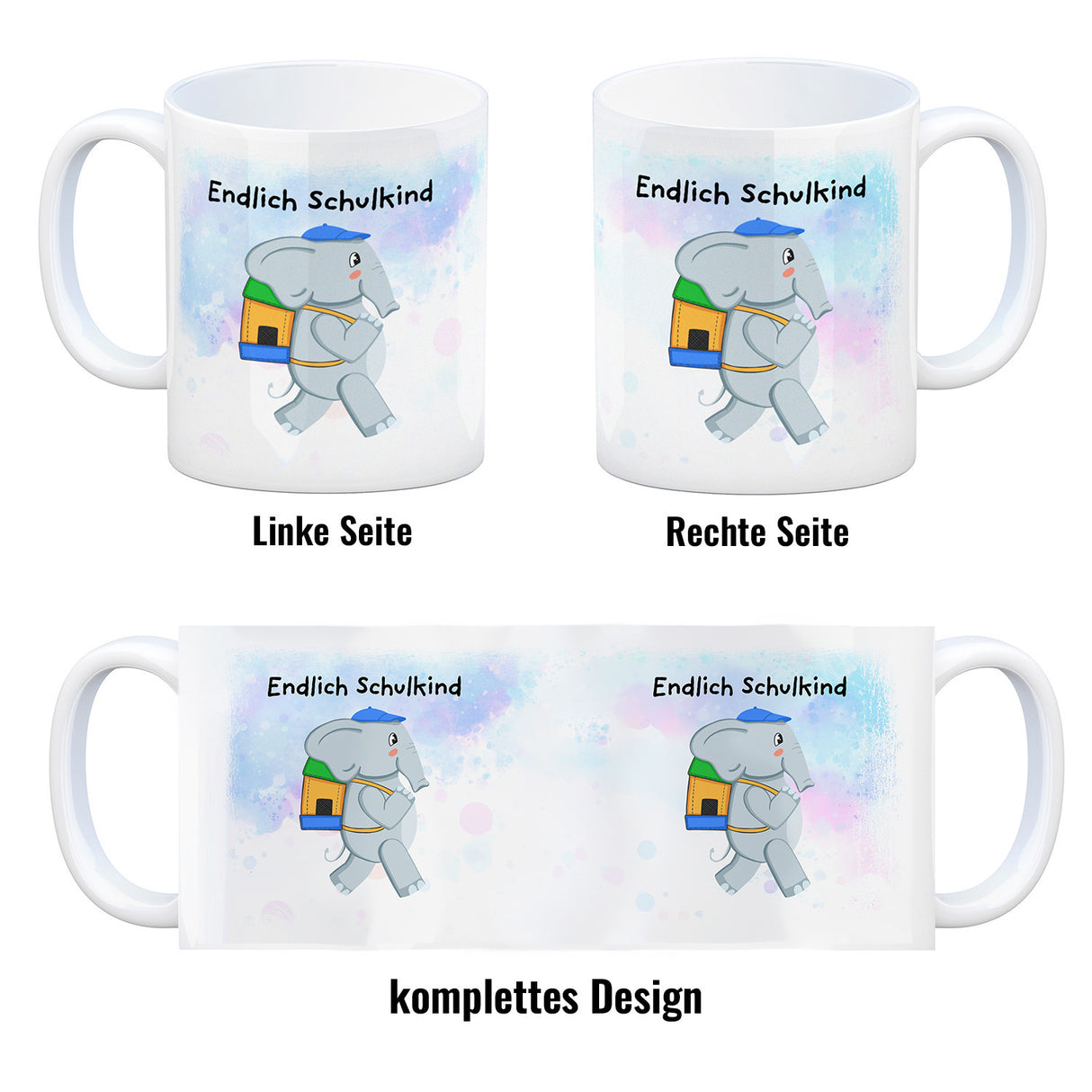 Endlich Schulkind Elefant Kaffeebecher für die Einschulung