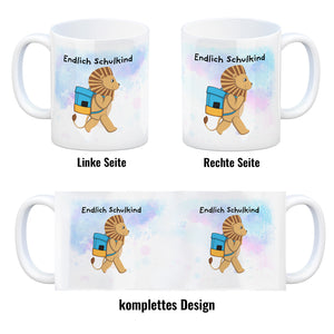Endlich Schulkind Löwe Kaffeebecher für die Einschulung