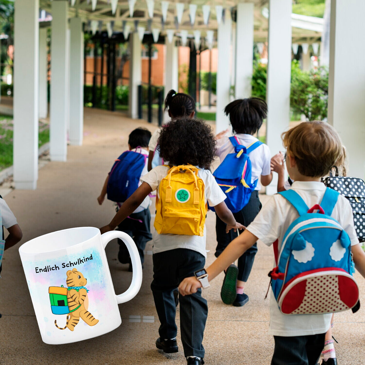 Endlich Schulkind Tiger Kaffeebecher für die Einschulung