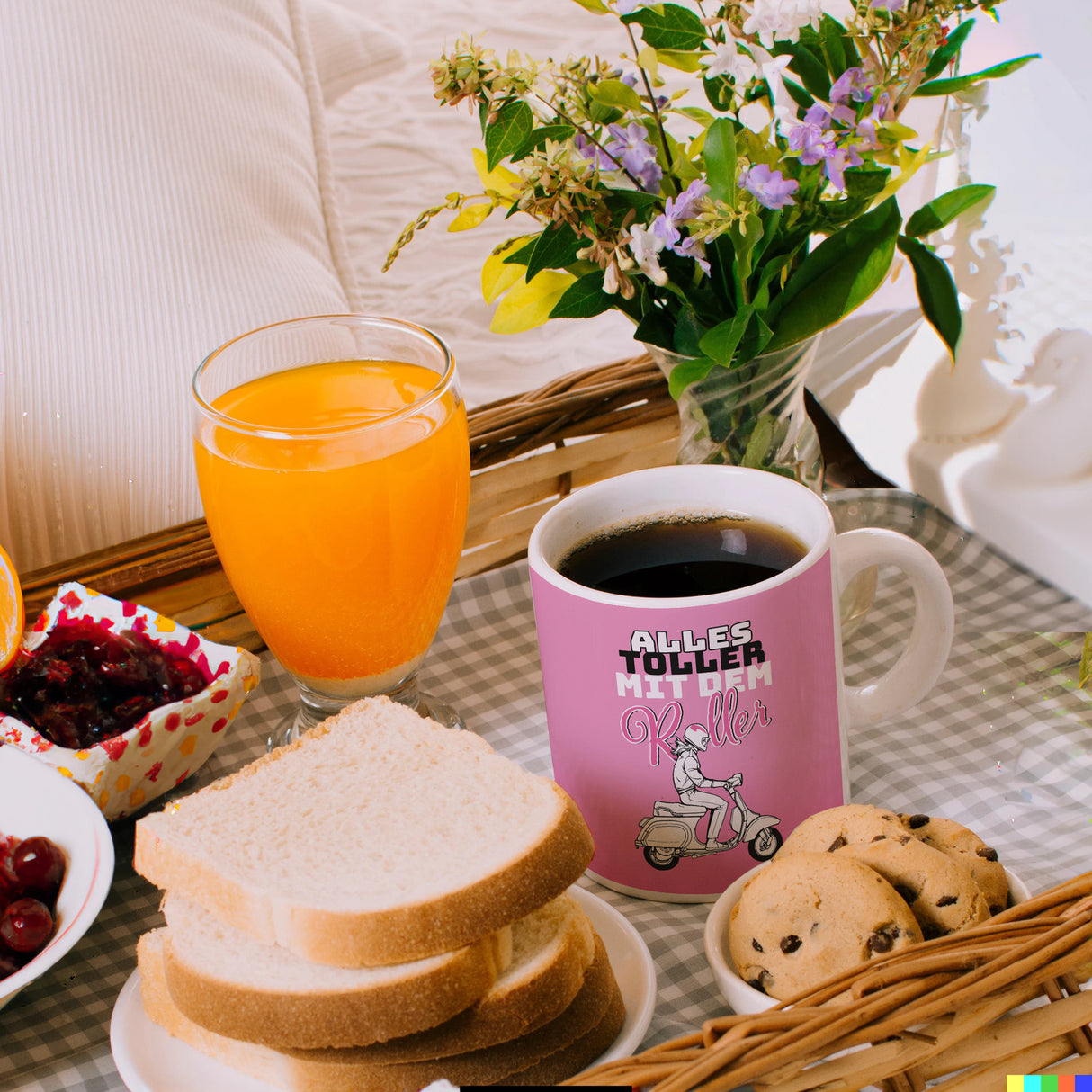 Alles toller mit dem Roller Kaffeebecher in {rosa} mit Rollerfahrerin