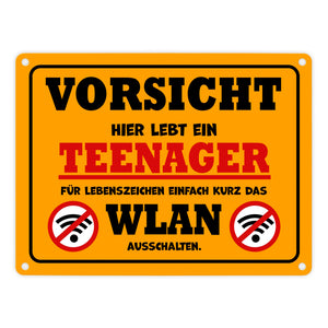 Vorsicht Teenager - einfach WLAN ausschalten Metallschild