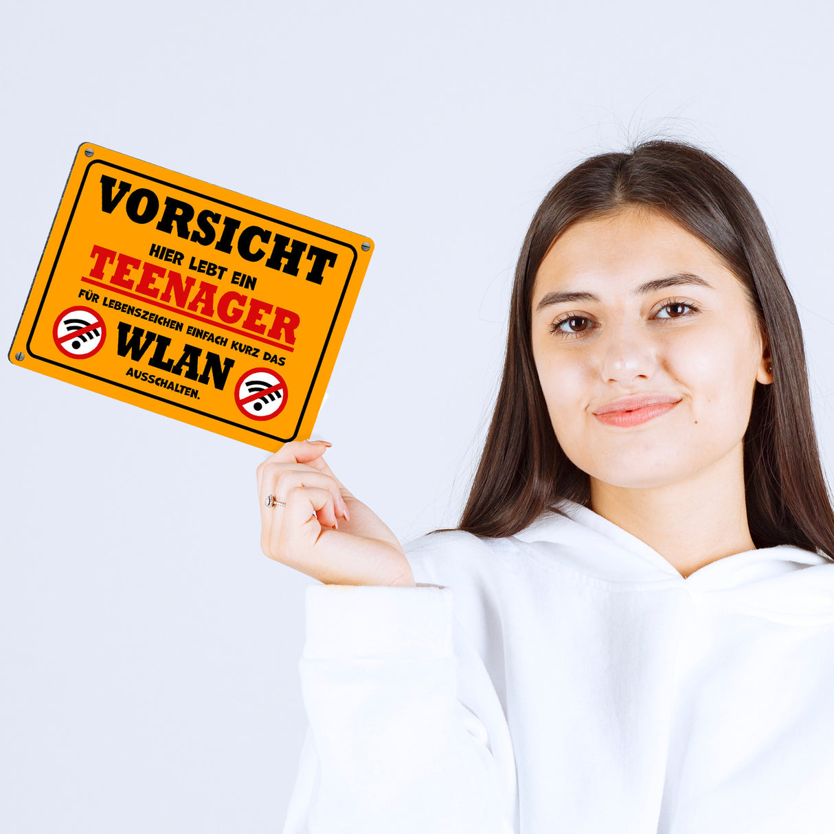 Vorsicht Teenager - einfach WLAN ausschalten Metallschild