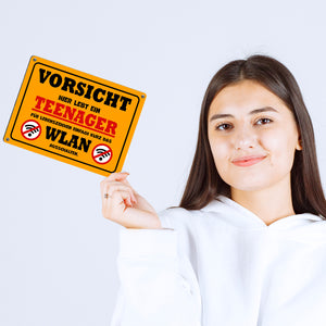 Vorsicht Teenager - einfach WLAN ausschalten Metallschild