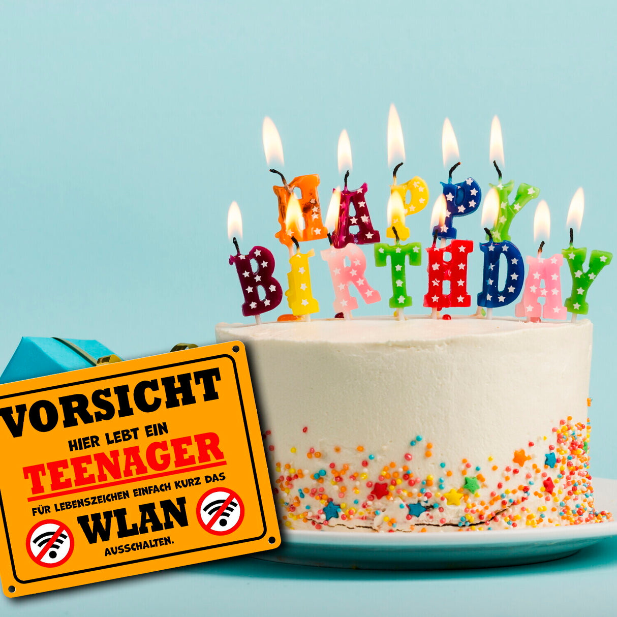Vorsicht Teenager - einfach WLAN ausschalten Metallschild