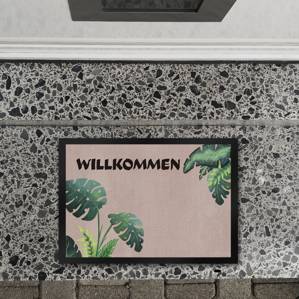 Willkommen Fußmatte mit tropischen Pflanzen