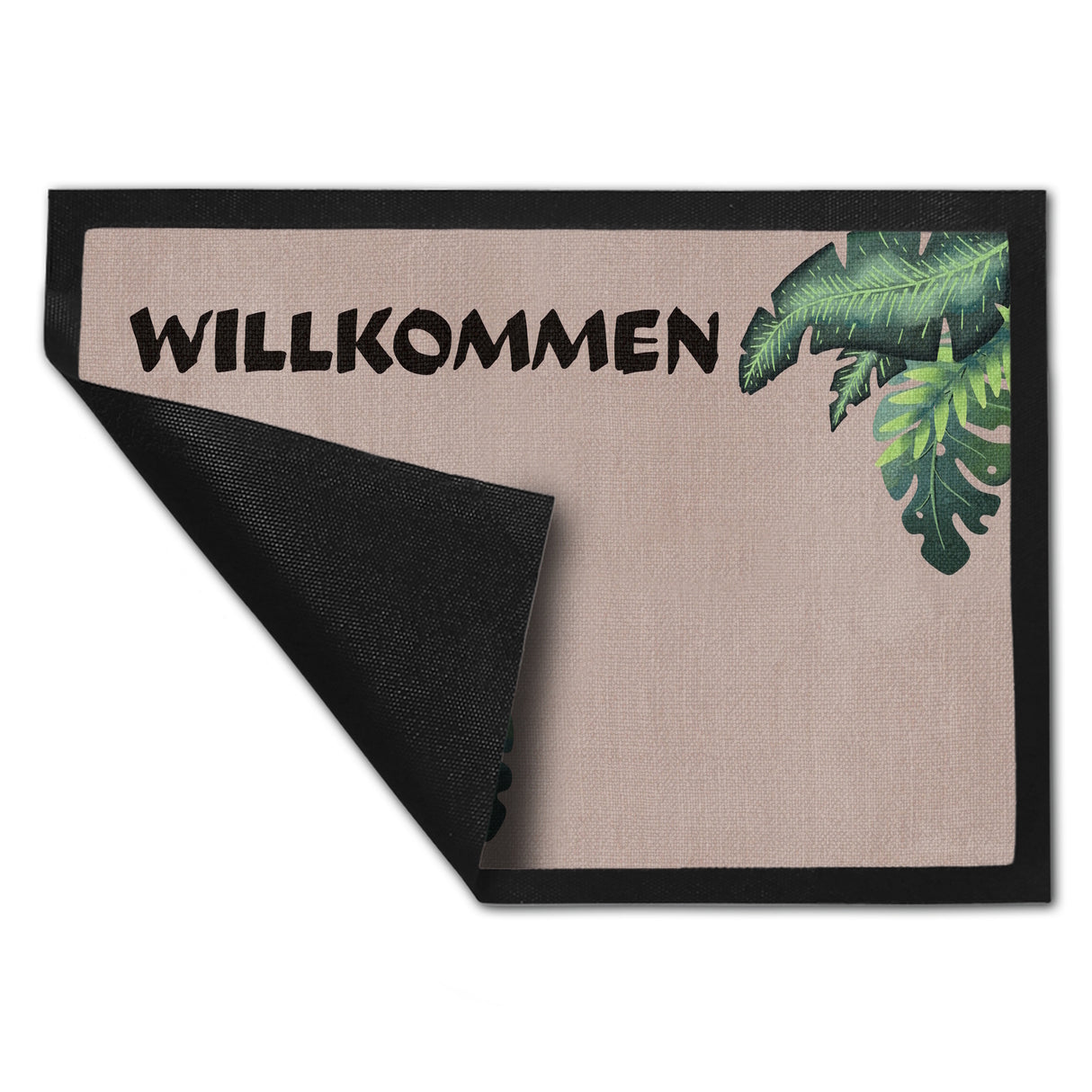 Willkommen Fußmatte mit tropischen Pflanzen