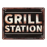 Grillstation Metallschild in Rostoptik