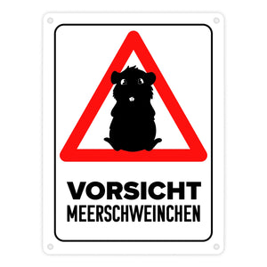 Vorsicht Meerschweinchen Metallschild mit Meerschweinchen Silhouette