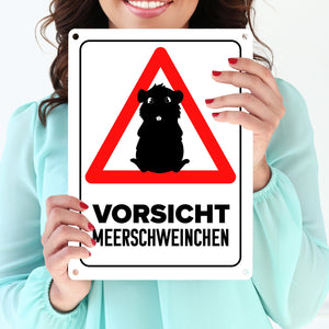 Vorsicht Meerschweinchen Metallschild mit Meerschweinchen Silhouette