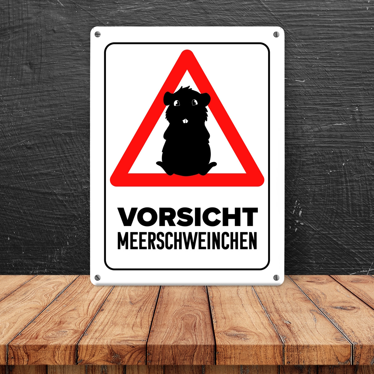 Vorsicht Meerschweinchen Metallschild mit Meerschweinchen Silhouette