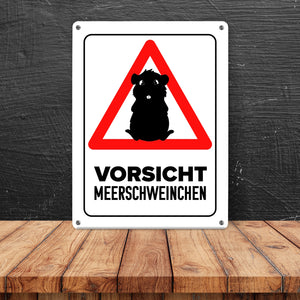 Vorsicht Meerschweinchen Metallschild mit Meerschweinchen Silhouette
