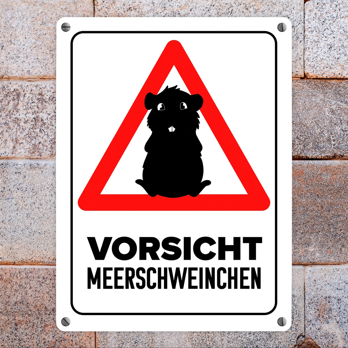 Vorsicht Meerschweinchen Metallschild mit Meerschweinchen Silhouette