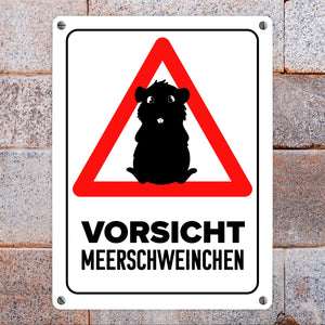 Vorsicht Meerschweinchen Metallschild mit Meerschweinchen Silhouette