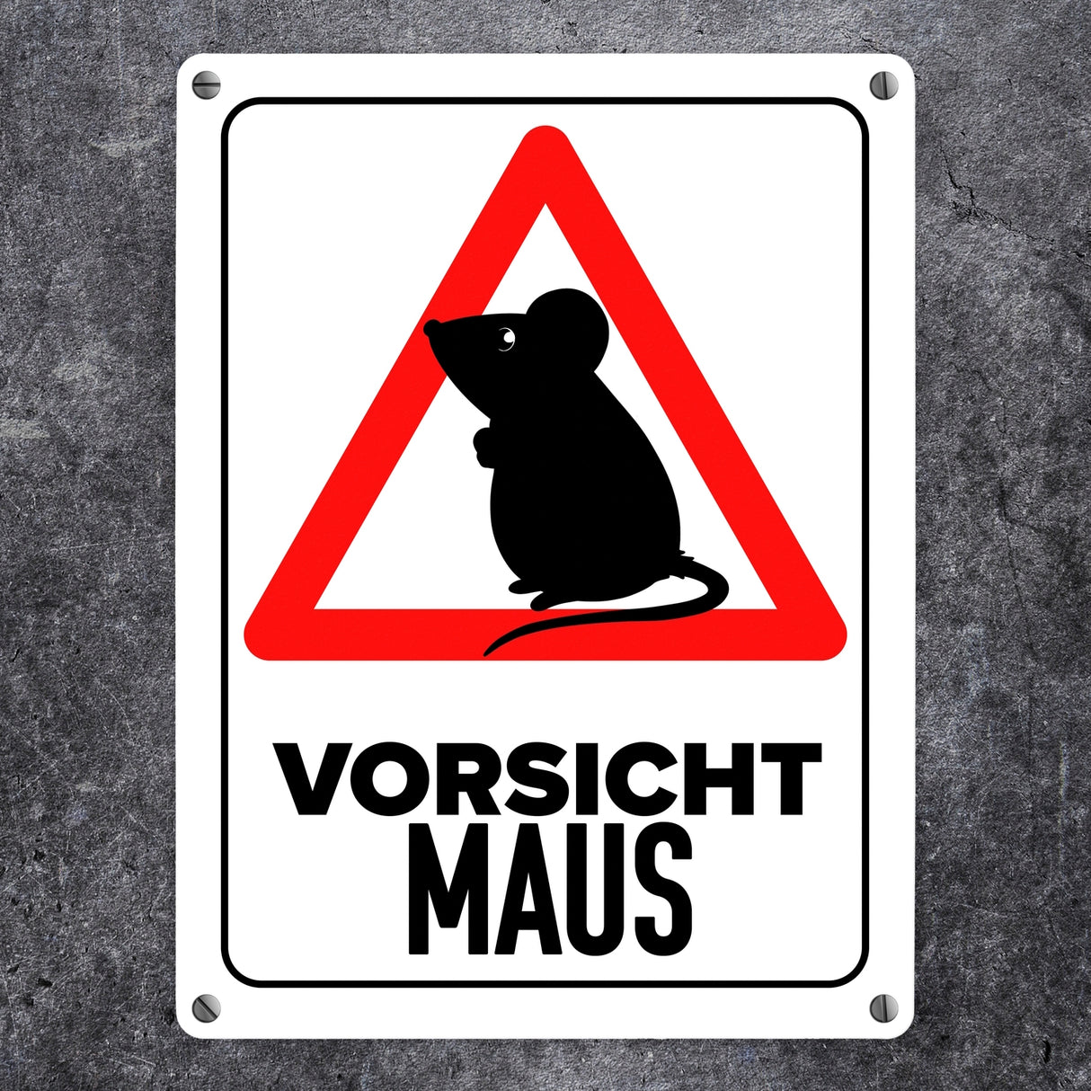 Vorsicht Maus Metallschild mit Maus Silhouette