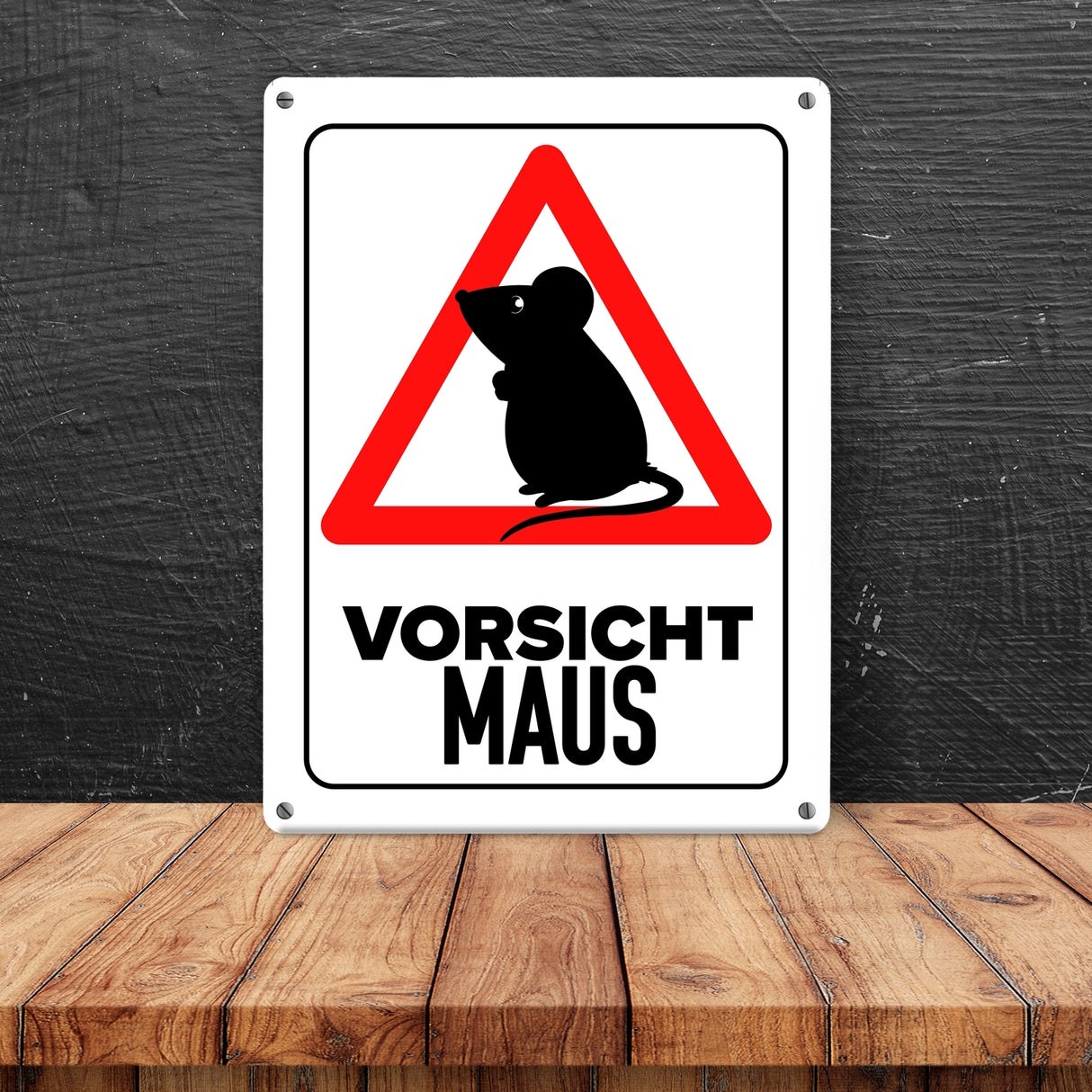 Vorsicht Maus Metallschild mit Maus Silhouette