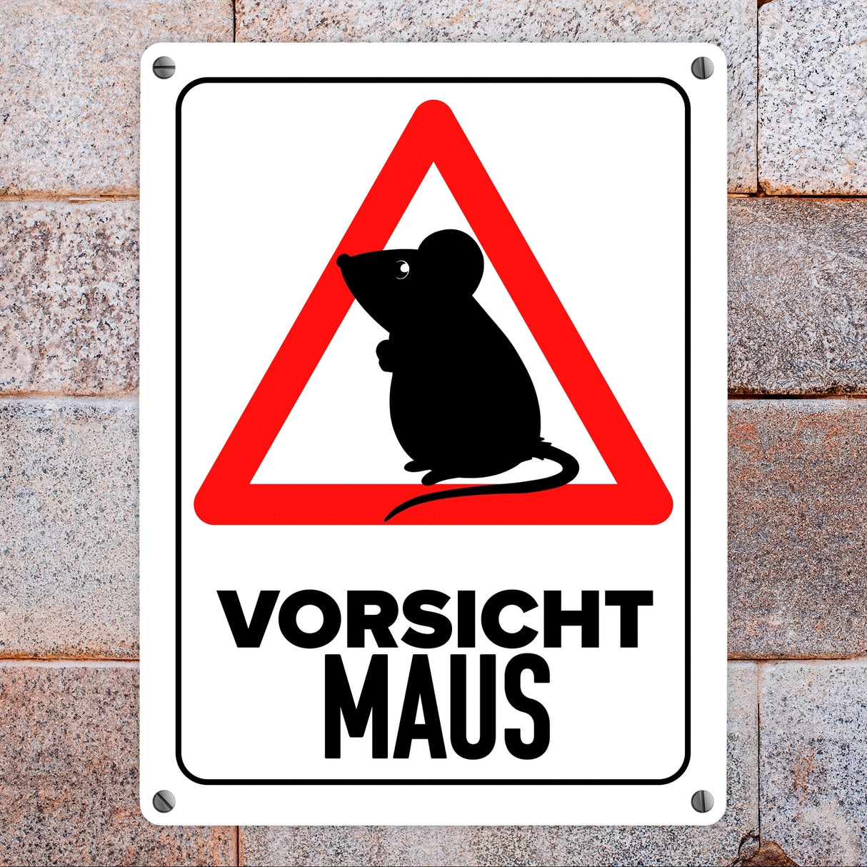 Vorsicht Maus Metallschild mit Maus Silhouette
