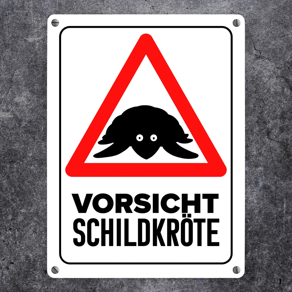 Vorsicht Schildkröte Metallschild mit Schildkröten Silhouette