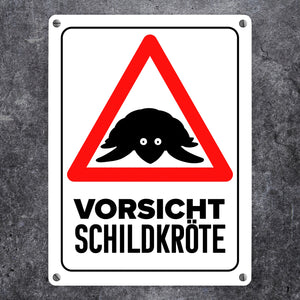 Vorsicht Schildkröte Metallschild mit Schildkröten Silhouette