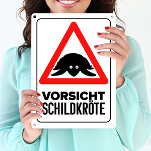 Vorsicht Schildkröte Metallschild mit Schildkröten Silhouette