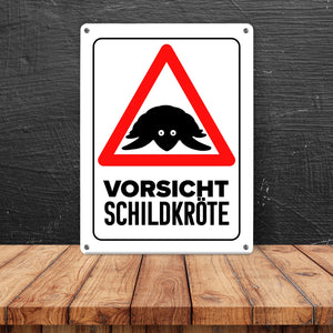 Vorsicht Schildkröte Metallschild mit Schildkröten Silhouette