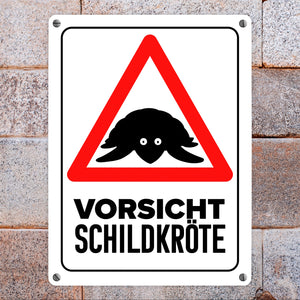 Vorsicht Schildkröte Metallschild mit Schildkröten Silhouette