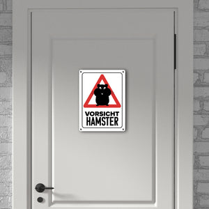 Vorsicht Hamster Metallschild mit Hamster Silhouette