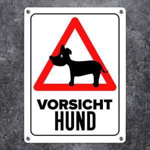 Vorsicht Hund Metallschild mit Hunde Silhouette