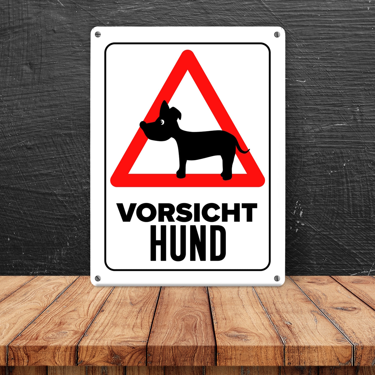 Vorsicht Hund Metallschild mit Hunde Silhouette