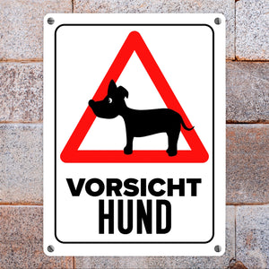 Vorsicht Hund Metallschild mit Hunde Silhouette