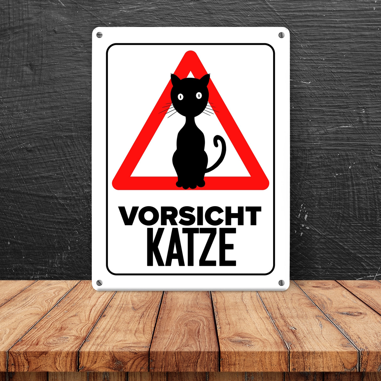 Vorsicht Katze Metallschild mit Katzen Silhouette