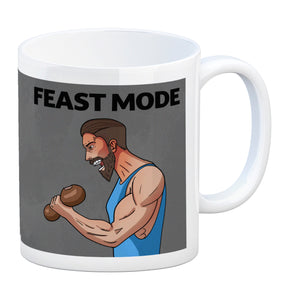 Feast Mode Kaffeebecher mit Bodybuilder Motiv