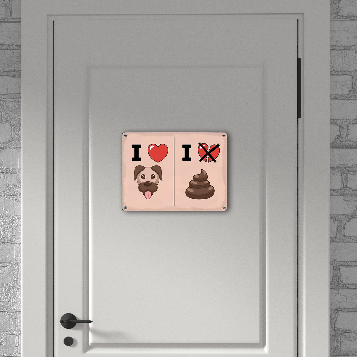 I love Dogs - I don't love Poo Metallschild mit Hundehaufen