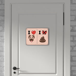 I love Dogs - I don't love Poo Metallschild mit Hundehaufen