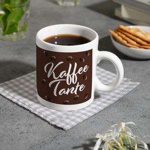 Kaffeetante Kaffeebecher zum Thema Koffeinjunkie