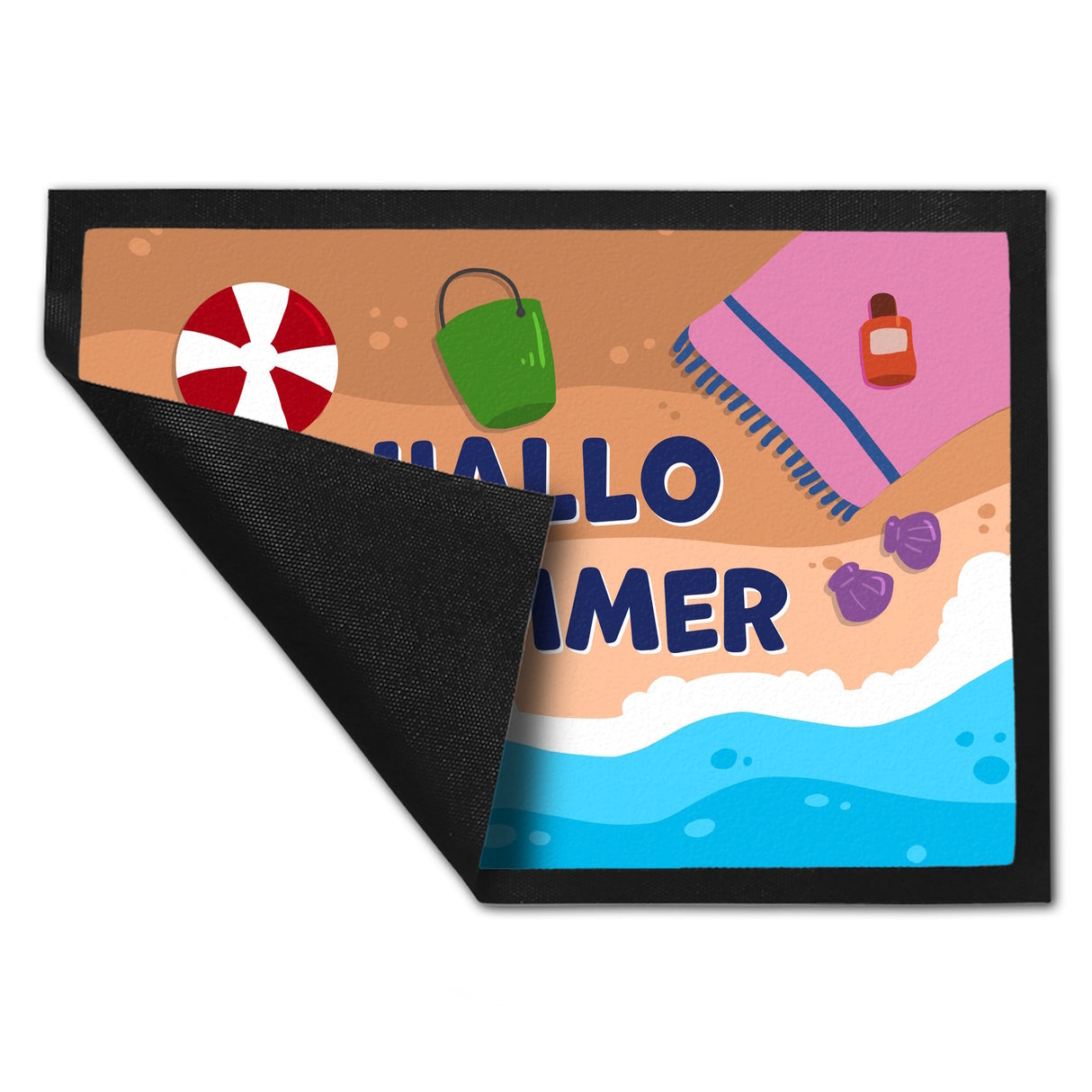 Hallo Sommer Fußmatte mit Strandmotiv
