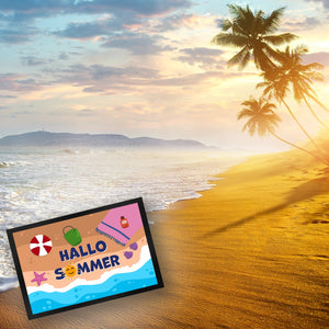 Hallo Sommer Fußmatte mit Strandmotiv