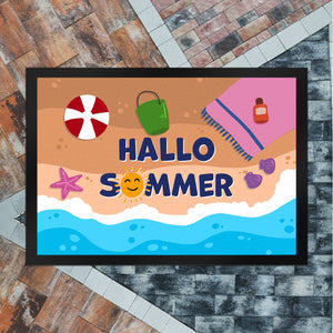 Hallo Sommer Fußmatte mit Strandmotiv