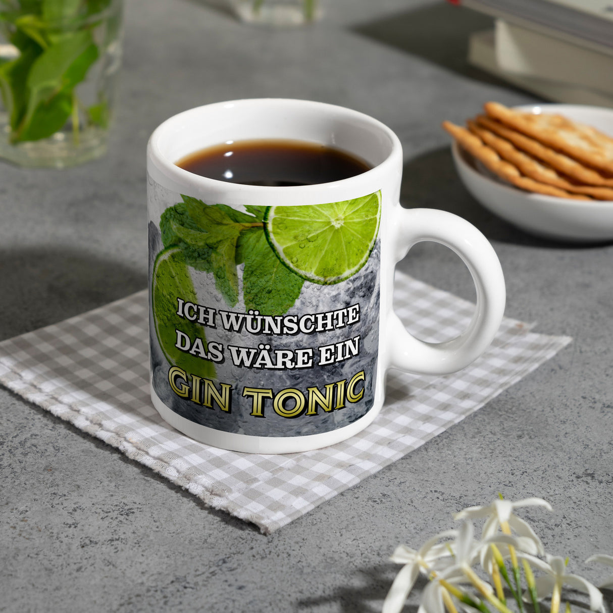 Ich wünschte das wäre ein Gin Tonic Kaffeebecher mit Ginmotiv