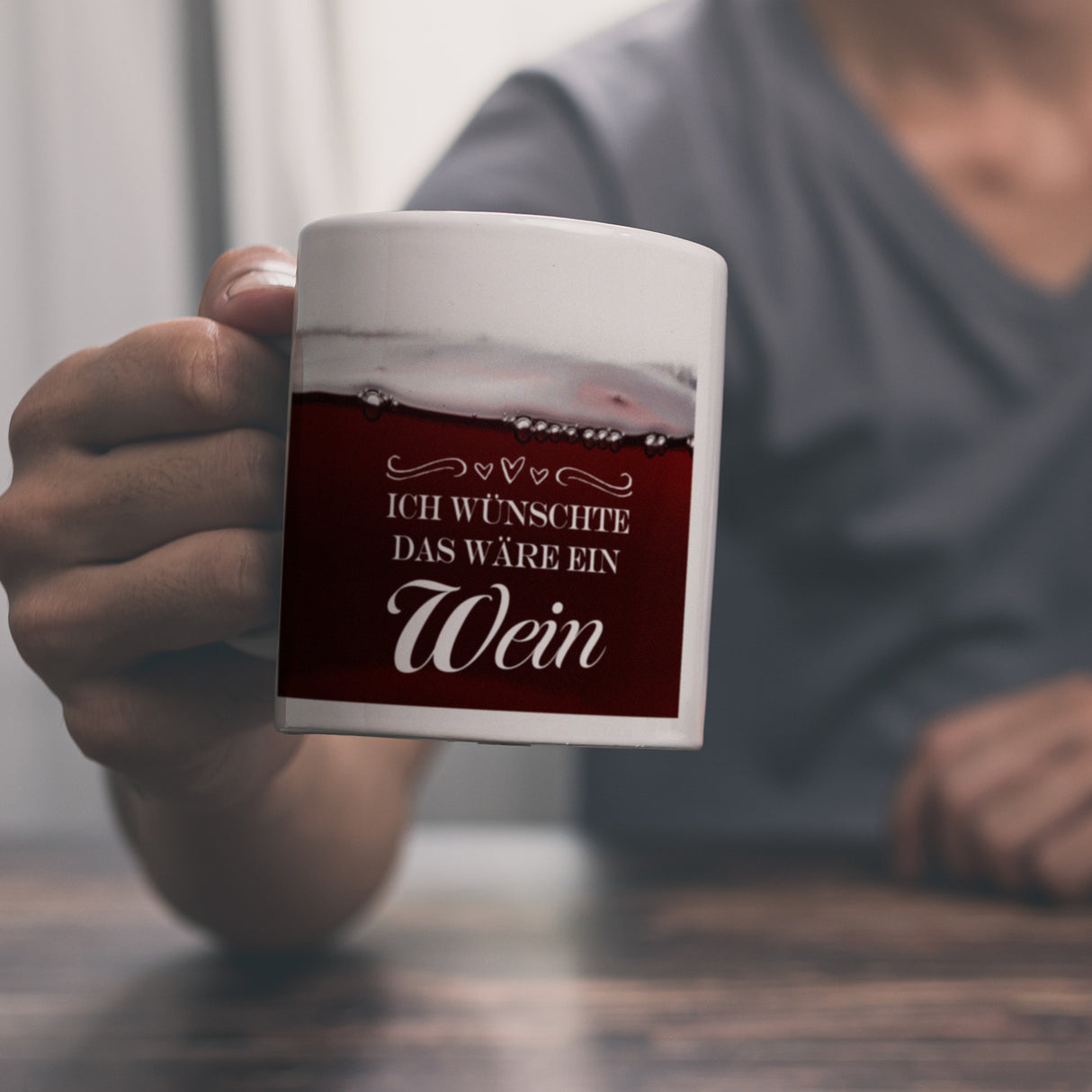 Ich wünschte das wäre ein Wein Kaffeebecher mit Weinmotiv