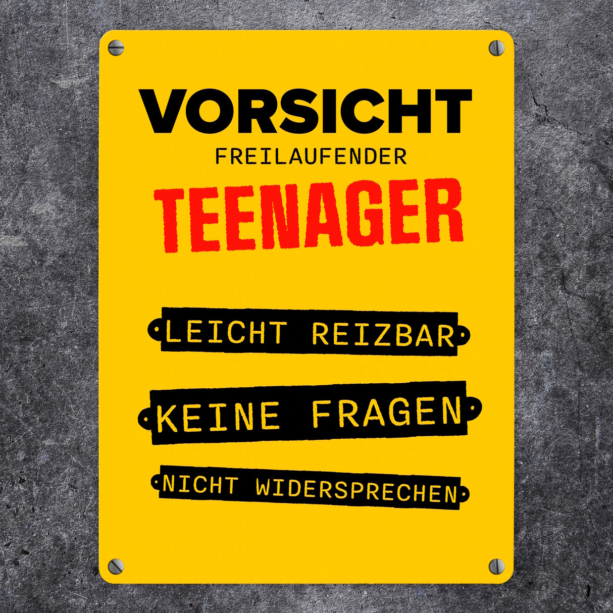 Vorsicht freilaufender Teenager Metallschild