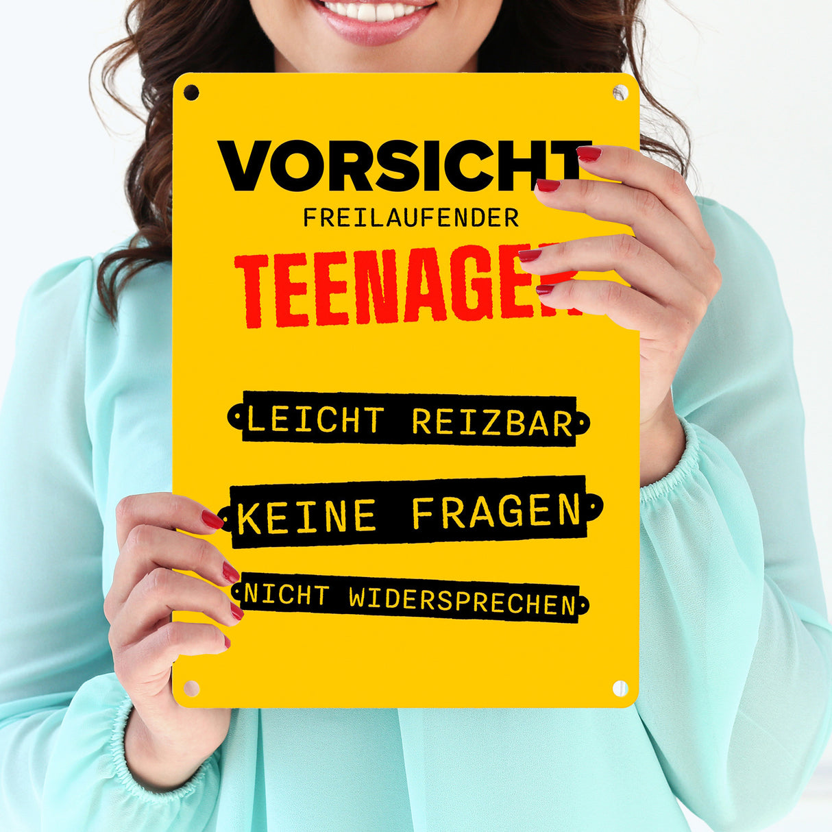 Vorsicht freilaufender Teenager Metallschild