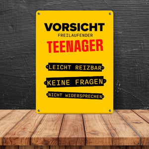 Vorsicht freilaufender Teenager Metallschild
