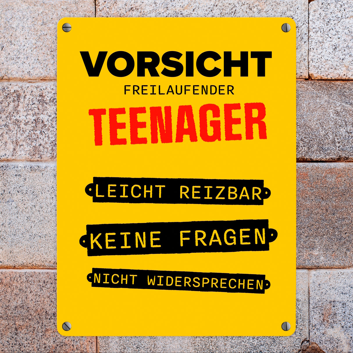 Vorsicht freilaufender Teenager Metallschild