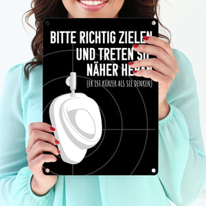 Bitte richtig zielen… Toilette Urinal Metallschild mit Fadenkreuz