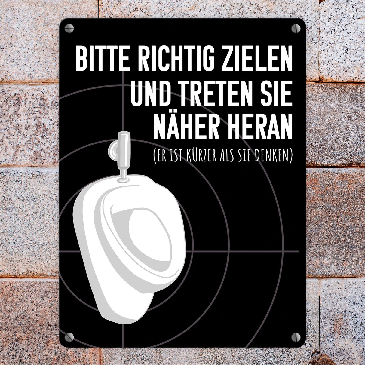 Bitte richtig zielen… Toilette Urinal Metallschild mit Fadenkreuz